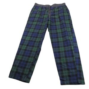 Eddie Bauer‎ Mens Pajama Pants Large Green Blue Plaid Cotton Lounge Sleep 18925